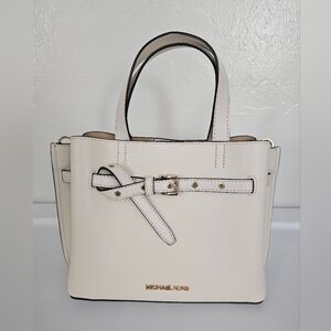 Michael Kors Cream Emilia Satchel with Gold Accents